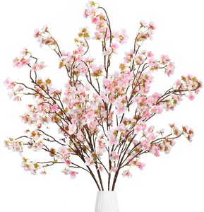 $16 Sggvecsy Artificial Cherry Blossom Flowers 4 Pcs Faux Cherry Blossom Stems Faux Silk Cherry Blossom Branches 41 Fake Flowers Long Stems for Vase Arrangements Home Wedding Table Decor (Pink)