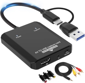 $26 Herfair VHS to Digital - RCA to HDMI Converter, USB Video Capture Card for Hi8VCRDVDAVPS2Wii Analog to Digital Adapter for Saving Old Memories to Modern Laptop Computer Electronics