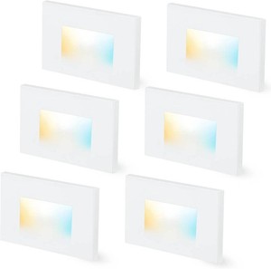 $60 CLOUDY BAY Dimmable Upgraded 3 Color 120V LED Indoor Outdoor Step Lights,3000K4000K5000K 3W 100lm,Stair Light,White,6 Pack