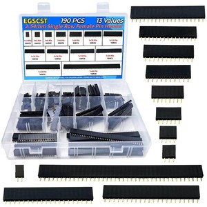 $18 190PCS 234681012151619202240Pin 2.54mm Single Row Straight Female Pin Headers Assortment Kit for Arduino ESP32 Raspberry Pi STEM DIY Prototype Shield and Electronic PCB Board