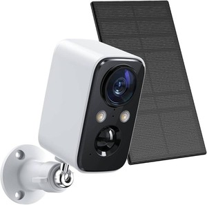 $32 Solar Panel Security Cameras Wireless Outdoor - Battery Powered Cameras for Home Security WiFi Camera Surveillance Indoor System Floodlight Night Vison Alarm Motion Sensor Light Door Cam