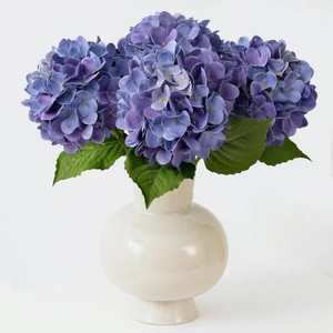 $22 ZYTUYO 4PCS 19.6Inch Violet Blue Faux Hydrangea Artificial Flowers Silk Latex Realistic Full Large Hydrangeas Spring Long Stem Leaves Bouquet Plants for Tall Vase Table Garden Arrangements