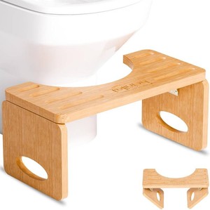 $20 Beinilai Foldable Toilet Stool,7 Inches Poop Stool for Bathroom,Bamboo Toilet Stool Squat Adult,Potty Stool with Anti-Slip Strip