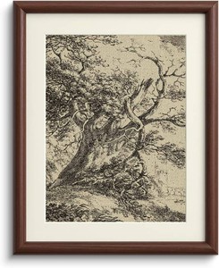 $24 InSimSea Brown Framed Oak Tree Wall Art, Vintage Farmhouse Cottage Landscape Sketch Painting decor for Living Room Library Hallway Shelf,11x14in, with Acrylic Panel, Canvas Prints Picture