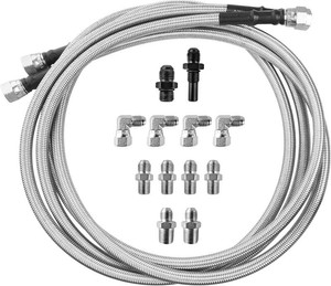 $31 MuHize Transmission Cooler Lines - 70-Inch SAE Stainless Steel Braided 6AN Transmission Hose for GM 4L60E 4L80E 4L65E 700R4, Fit Chevy SilveradoGMC Sierra