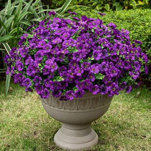 $26 Lnoicy 20 Bundles Artificial Fake Flowers for Outdoor Faux Eucalyptus Flowers for Home Decoration,Fake Plants UV Resistant for PorchGarden Purple