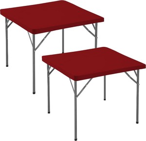 $18 Fitted Square Tablecloth 36x36 Inch-2 Pack Red Card Elastic Spandex Table Clothes-Small Stretch Folding Christmas Table Cover Topper Cap for Kitchen Dining Picnic Patio Outdoor Party Tables