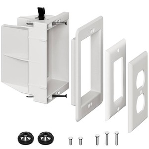 $20 DVFR1W-1 Recessed Outlet Box, Recessed Electrical Box for Wall Mount TV, Outlet Mounting Box for New Construction&Retrofit Projects, Wall Outlet Box with Duplex & Decorator Style Covers,1-Gang