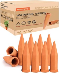 $22 vensovo 10pcs Terracotta Watering Spikes - Automatic Self Watering Stakes, Plant Watering Devices for Wine Bottles Recycled Bottles, Clay Plant Garden Waterers for Vacations