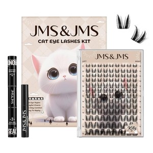 JMS&JMS Bunny Lash Clusters Kit, Anime Eyelash Clusters with Spikes, Invisible Band Manga Lashes Natural Wispy Lash Extension Kit with Lash Bond and Seal, Tweezers at Home