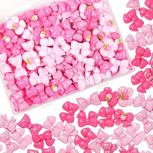 Resin Charms Slime Charms 50Pcs Pink Resin Bow Embellishments Bulk Mixed Ornament Decorations Accessories (missing pieces)