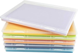 $22 6 Pack 8x10 Photo Storage Boxes, Clear Plastic Organizer Bins for Scrapbook Paper, Crafts, Cards, and Photos