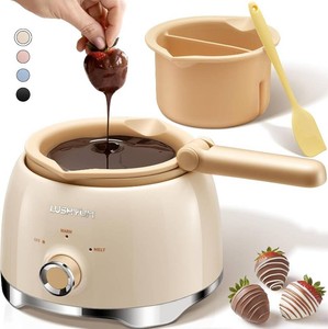 $36 LUSHYUM Electric Chocolate Melting Pot with 2 Insert Pots, 4-Cup Chocolate  Even Heating & Fast Melting, BPA-Free Silicone, Easy Clean, Less Waste, Ideal for Chocolate & Candy Melts, Parties, Fondue