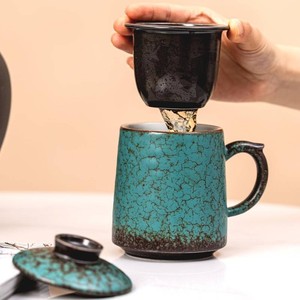 $30 Ceramic Tea Mug with Infuser & Lid, 15oz Kiln-Transformed Unique Cup   Natures Artisan Design, Loose Leaf Tea Cup with Infuser, Insulated Ceramic Coffee Mugs with Lid, Gift for WomenMen