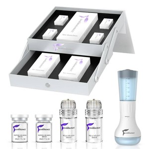 $60 Micro Infusion System for Face & Neck-Micro Infusion Kit to Leave Skin Firmer & Smoother-0.25mm Facial Stamp with Collagen & Hyaluronic Acid Serum for At Home Glow and Anti-aging-1 Month Supply