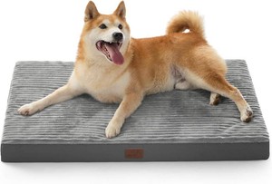 $20 Bedsure ComfyFleece Dog Beds Large Sized Dog- Orthopedic Pet Beds for Crate with Removable Machine Cover, NOT Waterproof Egg Crate Foam Puppy Mat for Pets Up to 50 lbs, 35x22x2.8, NOT Chewproof