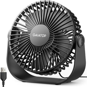 Gaiatop USB Desk Fan, 3 Speeds Strong Airflow, 5.5 Inch Portable 90  Rotate Quiet Cooling, Small Personal Table Fans for Bedroom Home Office Travel Black