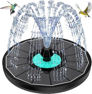 $13 Solar Fountain Cyan Flower, Upgrade 3.5W Solar Bird Bath Fountains, Solar Powered Water Fountain with 7 Nozzles, 4 Fixed Pipes for Hummingbirds, Bird Bath, Garden, Pool, and Pond
