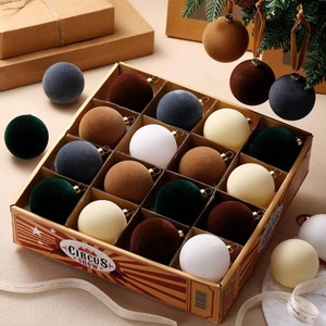 $25 24 Pcs Velvet Christmas Ornaments 2.36 Inch Neutral Shatterproof Plastic Velvet Balls Flocked Ornaments for Christmas Tree Hanging Decorations (Earthy Tones Color)