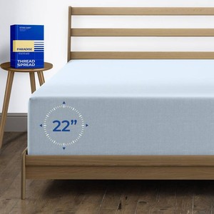 $47 Thread Spread 100% Egyptian Cotton King Fitted Sheet Only - Luxury 1000 Series Paradise Collection Fitted Sheet King Size (Light Blue), Soft Cooling 22 Extra Deep Pocket Hotel Bottom Sheet