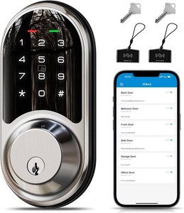 $52 Veise RZ06 Smart Lock for Front Door with App Control, Keyless Entry, Electronic Digital Deadbolt with Touchscreen Keypad Set, Smart Deadbolt, Auto Lock, Easy Installation, Satin Nickel