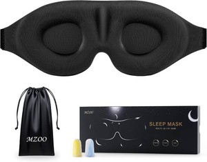 $16 MZOO Luxury Sleep Eye Mask for Side Sleeper Men Women, Zero Eye Pressure 3D Sleeping Mask, Light Blocking Patented Design Night Blindfold, Soft Eye Shade Cover for Travel, Black