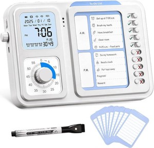$40 3-in-1 Visual Timer & ADHD Tool for KidsAdults, Task Timer with Chore Chart Board, Visual Schedule for Kids with Autism, Daily Checklist for Home, School, Classroom, Desk