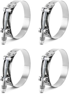 QWORK 3 T-Bolt Hose Clamp Stainless Steel, Working Range 83mm-91mm for 3 Hose ID, Turbo Intake Intercooler Clamp, 4 Pack