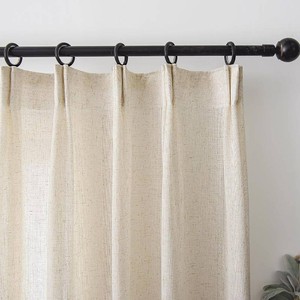 $44 Neutral Linen Semi Sheer Curtains 96 Inches Long, Cream Beige Flax Light Filtering Curtains & Drapes, Modern Farmhouse Window Treatments, Natural Pinch Pleat Ceiling Curtain with Hooks