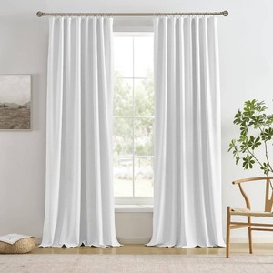 $66 RAIN CITY Snow White Large Curtains 70 x 96 inch for Living Room Sliding Door 2 Panel Sets Back Tab Room Divider Pleated Linen Track Drapes for Bedroom Dining Room Farm House Cottage 8 Feet Long