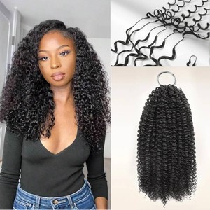 $46 Kinky Curly Crochet Human Hair Knotless Pre-Separated Feather Human Crochet Hair For Black Women Lightweight Feather Crochet Human Hair Bundles Curly Knotless 16 Inch 50g 50 Strands (16 Inch - 50g)