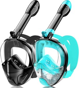 $31 Full Face Snorkel Mask for Adults Teen, Snorkeling Gear with Detachable Camera Mount, Panoramic 180  View, Anti-Fog Anti-Leak Snorkling Set for Man and Women