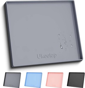 $20 ukeetap Extra Thick Silicone Mat Waterproof with Raised Edge 22 x 19, Under Sink Mat for Kitchen & Bathroom, Kitchen Cabinet Liner, Multi-Purpose for Storage & Protection, Gray