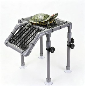 $27 Large Turtle Basking Platform for Aquatic Turtles, Sturdy Standing Turtle Dock with Non-Slip Ramp, Red Ear Slider Tank Accessories for 25294055 Gal, GrayBlack