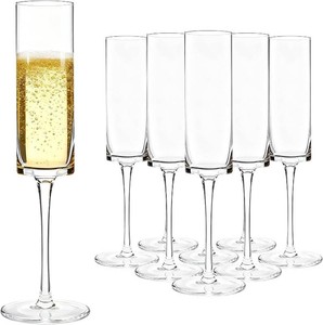 $33 GuanQiao 24-Pack Plastic Champagne Flutes, 6oz Clear Square Disposable Toast Glasses, Heavy Duty Shatterproof Recyclable Wine Glasses for Party Wine Tasting Wedding New Years Eve Party Supplies