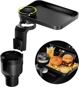 $34 SodaRide Car Cup Holder Tray -Expander- 3 in 1 Detachable Food Table Tray with Solid Base - Road Trip Essentials Accessories Gadgets - Fits Yeti, Hydro Flask 3240 oz