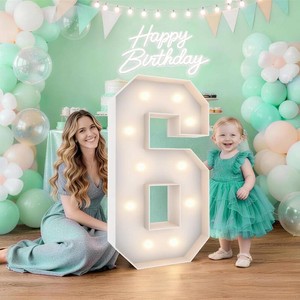 $25 3FT Marquee Light Up Number 6, 10 bulbs with Water Bag, Pre-cut for Party  Marquee Number with Sturdy Backstand for Birthdays,Weddings,Baby Anniversaries Party