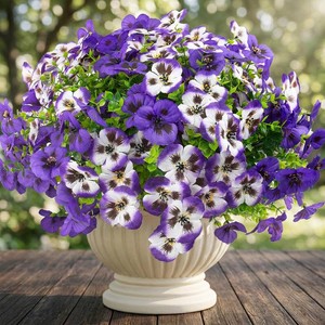 $20 Rowfad 18 Pcs Artificial Fake Pansy Flowers for Outdoor, Faux UV Resistant Silk Pansies Flowers for Outside Planter Front Door Porch Yard Patio Window Box Home Decor (18, Lavender)