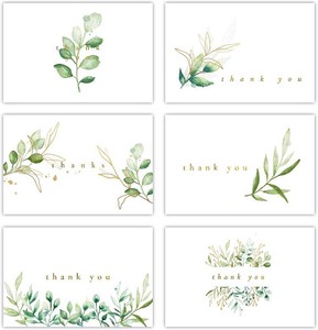 $14 Gooji 4x6 Golden Greenery Thank You Cards with Envelopes (Bulk 36-Pack)  Wedding Thank You Cards, Bridal Shower Thank You Cards, Birthday Party, Baby Shower, Blank Notes Small Business