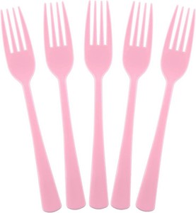 $23 Kochorie 180 Pcs Light Pink Plastic Forks Disposable Silverware Heavy Duty Plastic Cutlery Set Heat Resistant Durable Utensils Flatware for Party Wedding Birthday Supplies and Daily Use