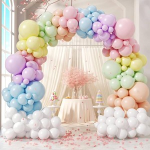 164pcs Pastel Balloon Arch, Pastel Balloon Garland with Pastel Pink Purple Yellow Blue Green Orange Balloons for Easter Rainbow Baby Shower Birthday Party Decorations