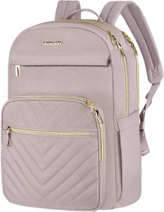 $32 VANKEAN Laptop Backpack for Women,15.6 Inch Laptop Computer Bag Travel Backpack Purse,Waterproof Work Business Backpack College Teacher Bags, Light Dusty Pink