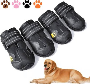 $23 XSY&G Dog Boots,Waterproof Dog Shoes,Dog Booties with Reflective Rugged Anti-Slip Sole and Skid-Proof,Outdoor Dog Shoes for Medium to Large Dogs 4Pcs-Size 8