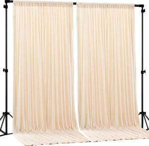 $25 Deep Champagne Backdrop Curtain 2 Panels-Wrinkle-Free Curtains Polyester Photography Drapes for Baby Shower Birthday Party Photo Background Backdrop Stand- 8 X10FT (Champagne)