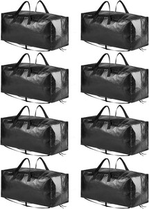 $27 SpaceAid Heavy Duty Moving Bags 8 Pack, Large Storage Totes Bins with Backpack Straps, Strong Handles & Zippers, Packing Moving Boxes Supplies, College Dorm Room Essentials, Black (MISSING ONE)