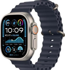 $394 Apple Watch Ultra 2 GPS  Cellular, 49mm - Titanium Case with Blue Ocean Band, One Size (Renewed)