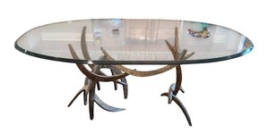 DR - Vintage 1970sSilas Seandel Brutalist Ortega Glass Top Dining Table