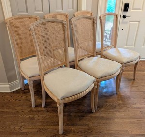 DR - Vintage French Provincial Cane Back Dining Chairs Set of 6