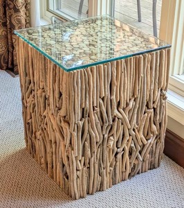 LR - Bundle of Sticks End Table - Arhaus Glass Top