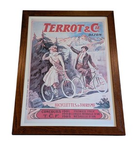 LR - Framed Terrot & Cie Dijon Bicycle Print Vintage Style